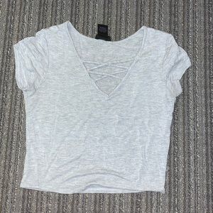Grey Cross Front Crop Top